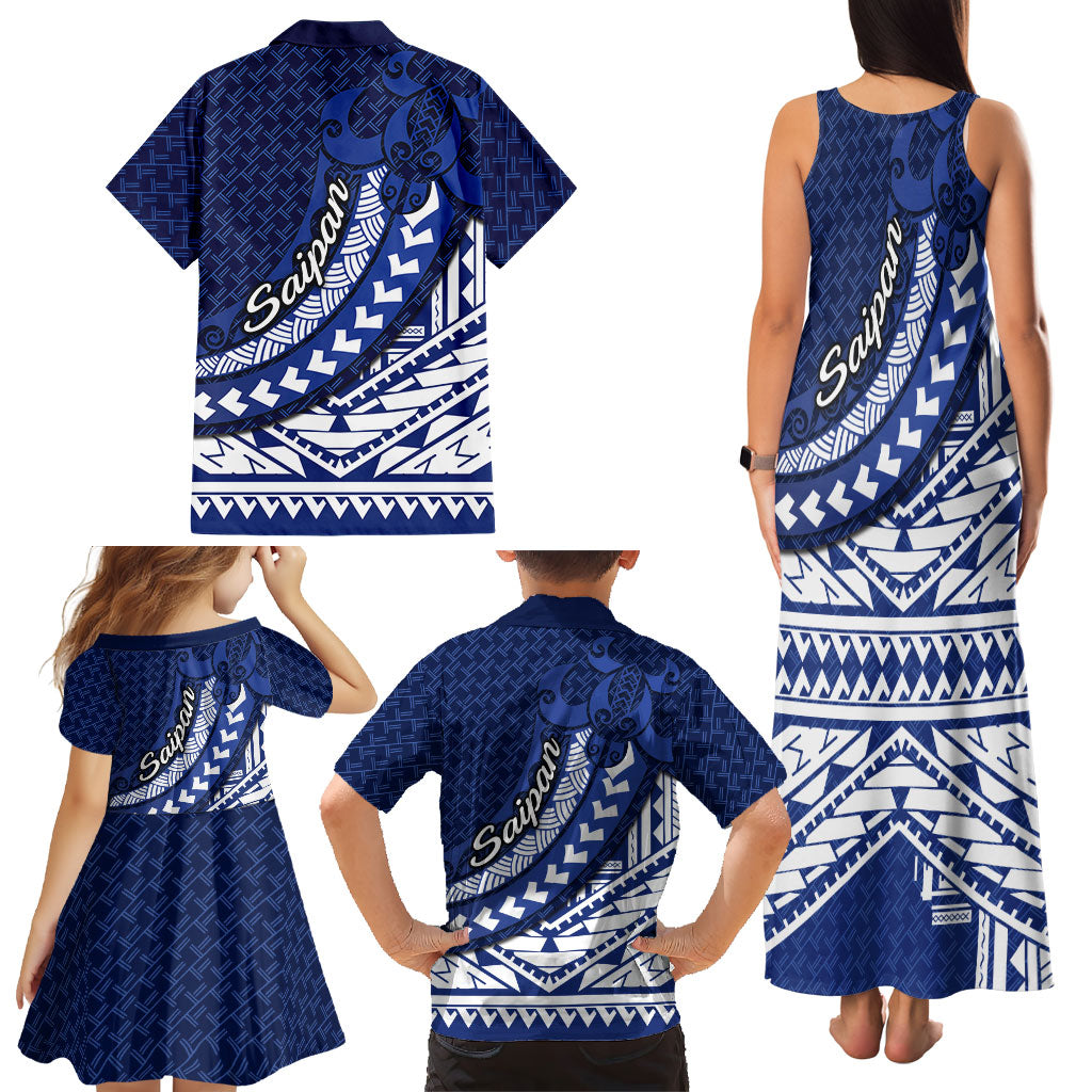 Northern Mariana Islands Saipan Family Matching Tank Maxi Dress and Hawaiian Shirt Polynesian Tribal Pattern - Commonwealth Seal Art TS04 - Polynesian Pride