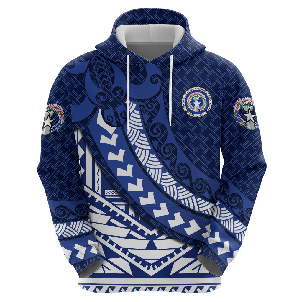 Northern Mariana Islands Saipan Hoodie Polynesian Tribal Pattern - Commonwealth Seal Art