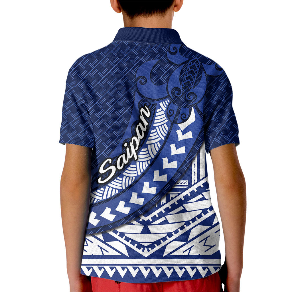 Northern Mariana Islands Saipan Kid Polo Shirt Polynesian Tribal Pattern - Commonwealth Seal Art