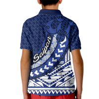 Northern Mariana Islands Saipan Kid Polo Shirt Polynesian Tribal Pattern - Commonwealth Seal Art