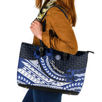 Northern Mariana Islands Saipan Leather Tote Bag Polynesian Tribal Pattern - Commonwealth Seal Art