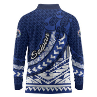 Northern Mariana Islands Saipan Long Sleeve Polo Shirt Polynesian Tribal Pattern - Commonwealth Seal Art