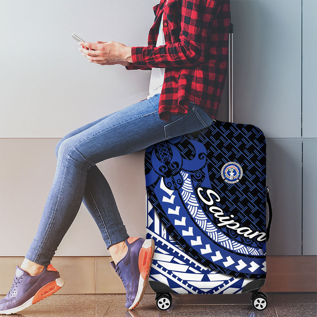 Northern Mariana Islands Saipan Luggage Cover Polynesian Tribal Pattern - Commonwealth Seal Art