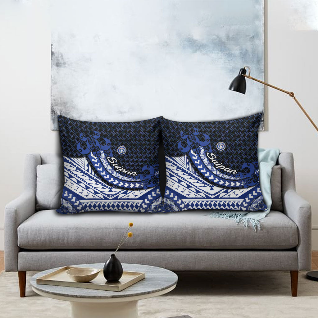 Northern Mariana Islands Saipan Pillow Cover Polynesian Tribal Pattern - Commonwealth Seal Art