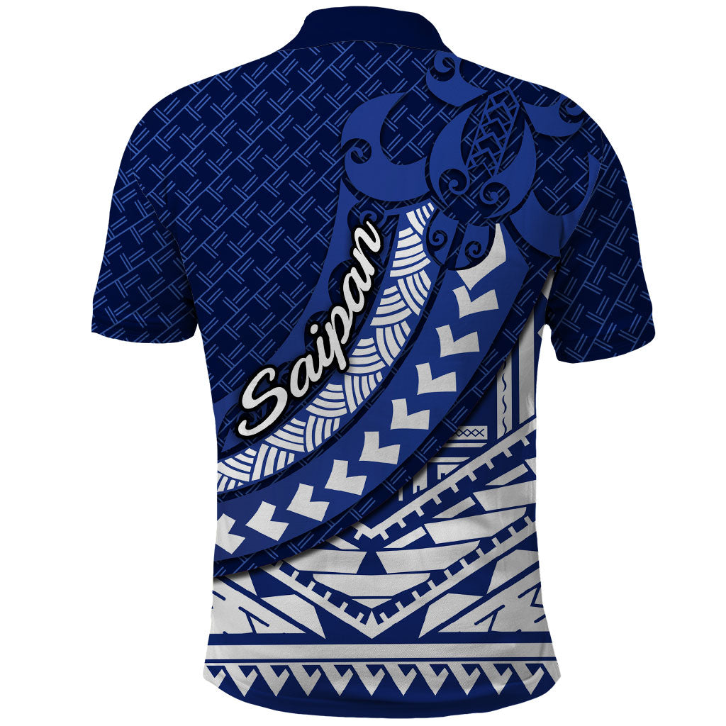Northern Mariana Islands Saipan Polo Shirt Polynesian Tribal Pattern - Commonwealth Seal Art