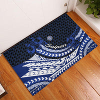 Northern Mariana Islands Saipan Rubber Doormat Polynesian Tribal Pattern - Commonwealth Seal Art