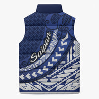 Northern Mariana Islands Saipan Sleeveless Puffer Jacket Polynesian Tribal Pattern - Commonwealth Seal Art