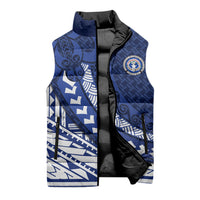 Northern Mariana Islands Saipan Sleeveless Puffer Jacket Polynesian Tribal Pattern - Commonwealth Seal Art
