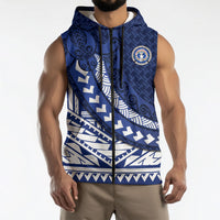 Northern Mariana Islands Saipan Sleeveless Zip Hoodie Polynesian Tribal Pattern - Commonwealth Seal Art