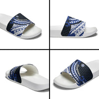 Northern Mariana Islands Saipan Slide Sandals Polynesian Tribal Pattern - Commonwealth Seal Art