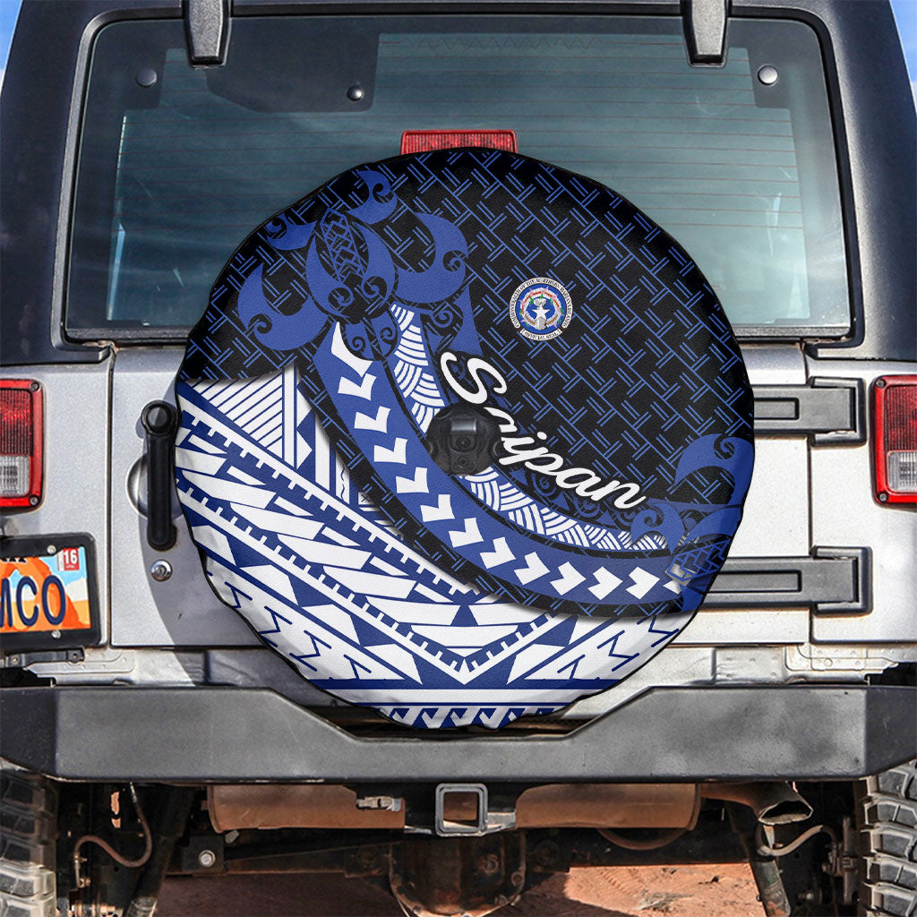 Northern Mariana Islands Saipan Spare Tire Cover Polynesian Tribal Pattern - Commonwealth Seal Art