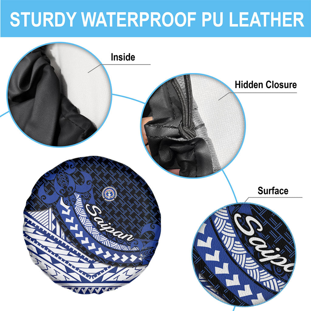 Northern Mariana Islands Saipan Spare Tire Cover Polynesian Tribal Pattern - Commonwealth Seal Art