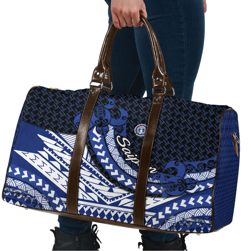 Northern Mariana Islands Saipan Travel Bag Polynesian Tribal Pattern - Commonwealth Seal Art