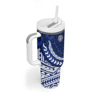 Northern Mariana Islands Saipan Tumbler With Handle Polynesian Tribal Pattern - Commonwealth Seal Art