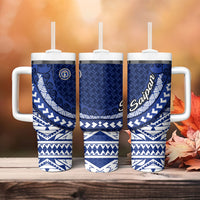 Northern Mariana Islands Saipan Tumbler With Handle Polynesian Tribal Pattern - Commonwealth Seal Art