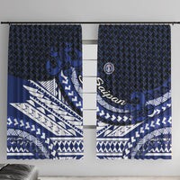 Northern Mariana Islands Saipan Window Curtain Polynesian Tribal Pattern - Commonwealth Seal Art