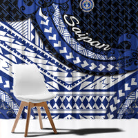 Northern Mariana Islands Saipan Window Curtain Polynesian Tribal Pattern - Commonwealth Seal Art