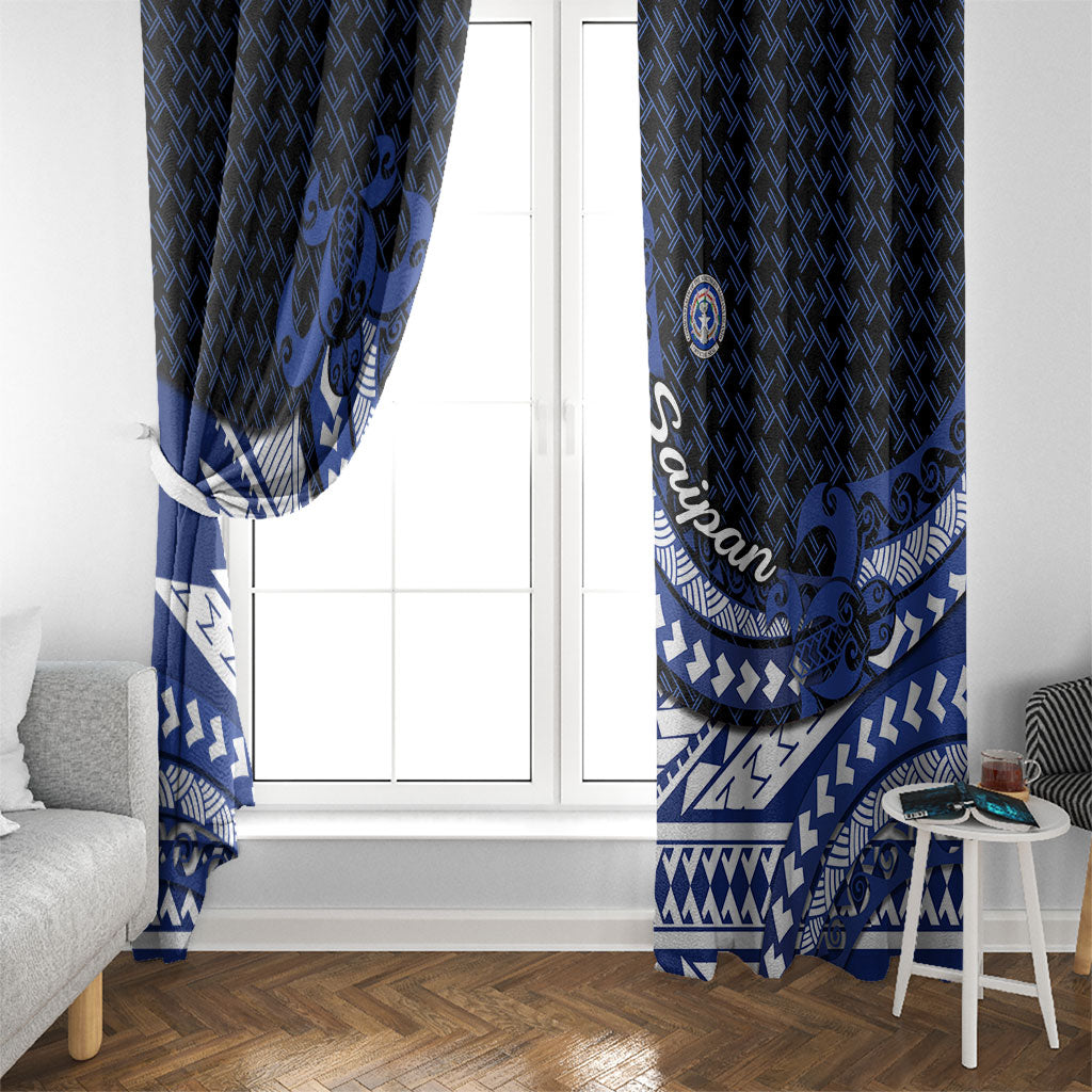 Northern Mariana Islands Saipan Window Curtain Polynesian Tribal Pattern - Commonwealth Seal Art