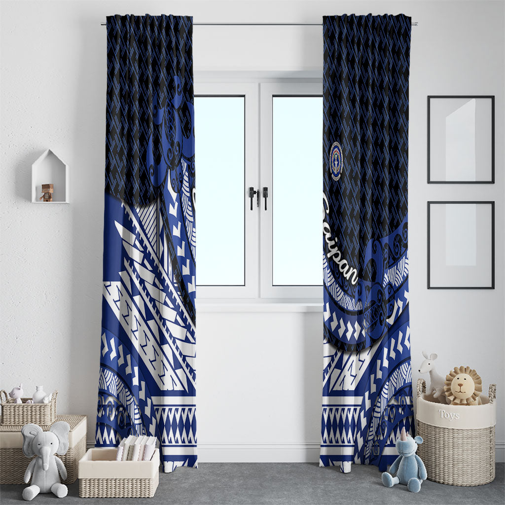 Northern Mariana Islands Saipan Window Curtain Polynesian Tribal Pattern - Commonwealth Seal Art