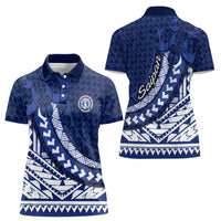 Northern Mariana Islands Saipan Women Polo Shirt Polynesian Tribal Pattern - Commonwealth Seal Art