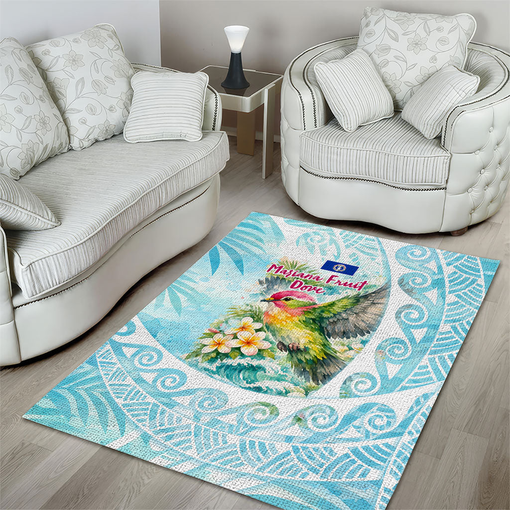 Saipan CMNI Area Rug Polynesian Northern Mariana Islands Fruit Dove Watercolor