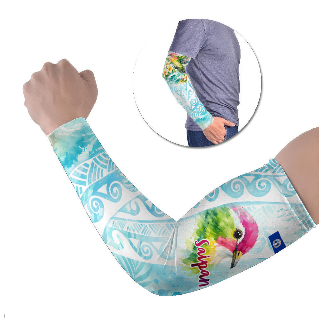 Saipan CMNI Arm Sleeves Polynesian Northern Mariana Islands Fruit Dove Watercolor