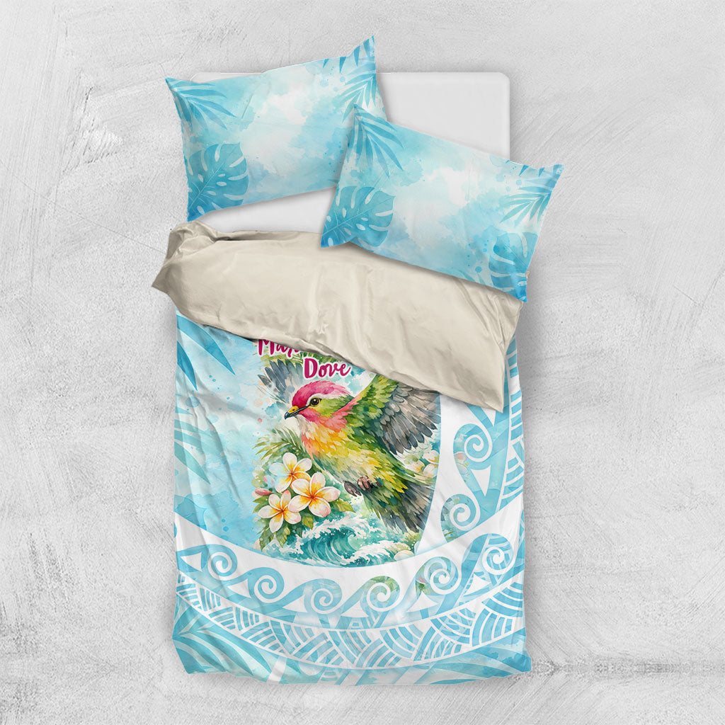 Saipan CMNI Bedding Set Polynesian Northern Mariana Islands Fruit Dove Watercolor