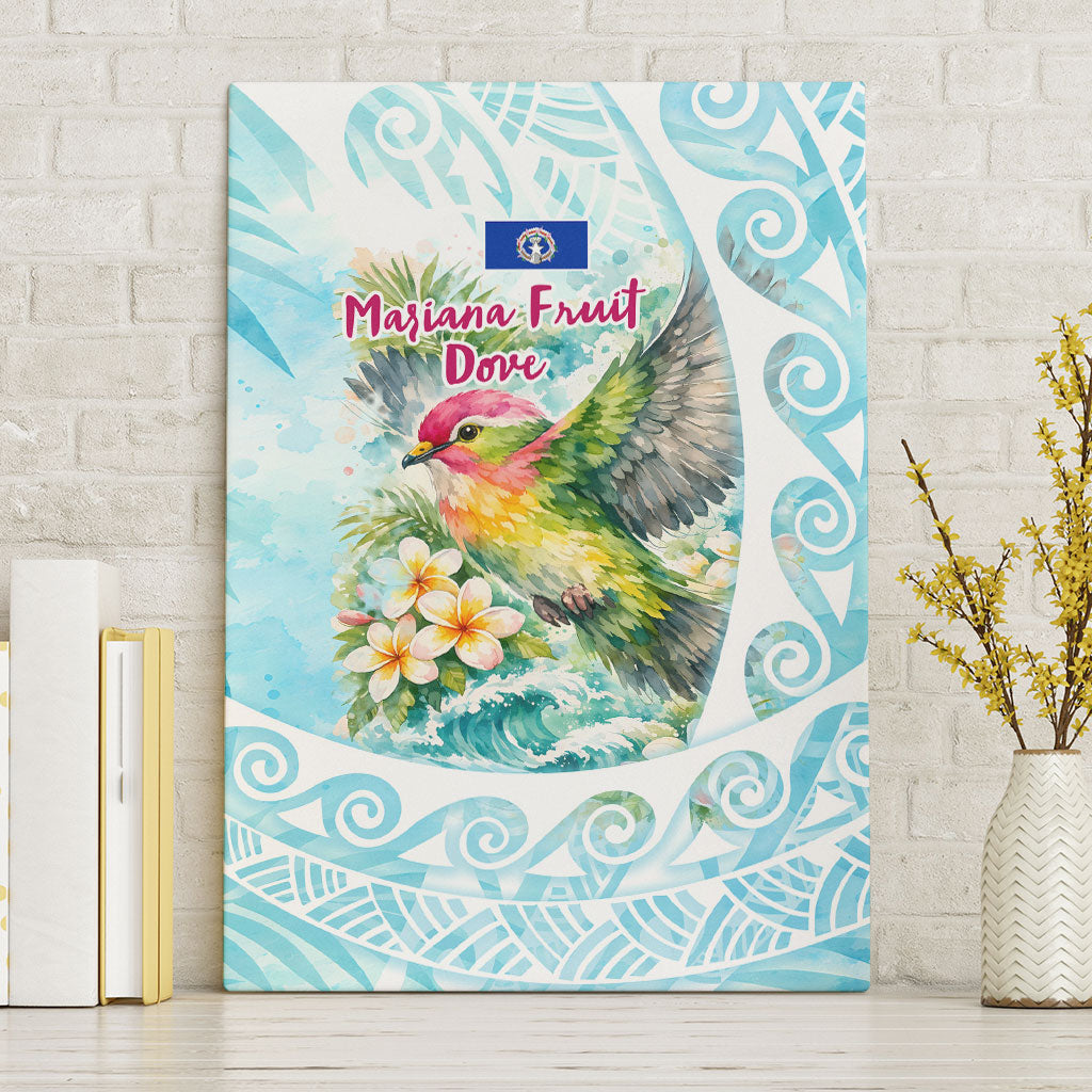 Saipan CMNI Canvas Wall Art Polynesian Northern Mariana Islands Fruit Dove Watercolor TS04 Without Frame Blue White - Polynesian Pride