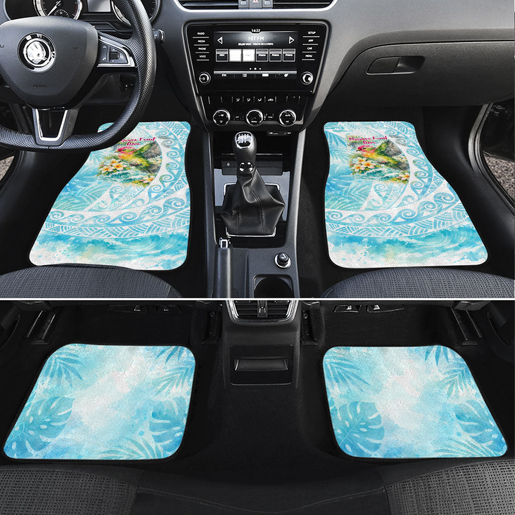 Saipan CMNI Car Mats Polynesian Northern Mariana Islands Fruit Dove Watercolor TS04 Set 4pcs Blue White - Polynesian Pride