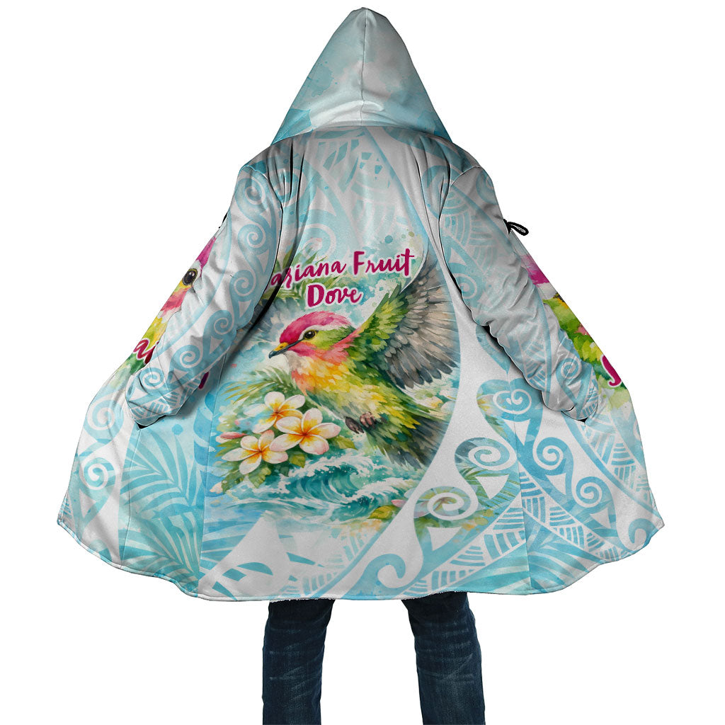 Saipan CMNI Cloak Polynesian Northern Mariana Islands Fruit Dove Watercolor TS04 Unisex Blue White - Polynesian Pride