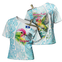 Saipan CMNI Cross Shoulder Shirt Polynesian Northern Mariana Islands Fruit Dove Watercolor