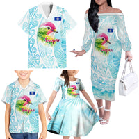 Saipan CMNI Family Matching Off The Shoulder Long Sleeve Dress and Hawaiian Shirt Polynesian Northern Mariana Islands Fruit Dove Watercolor TS04 - Polynesian Pride