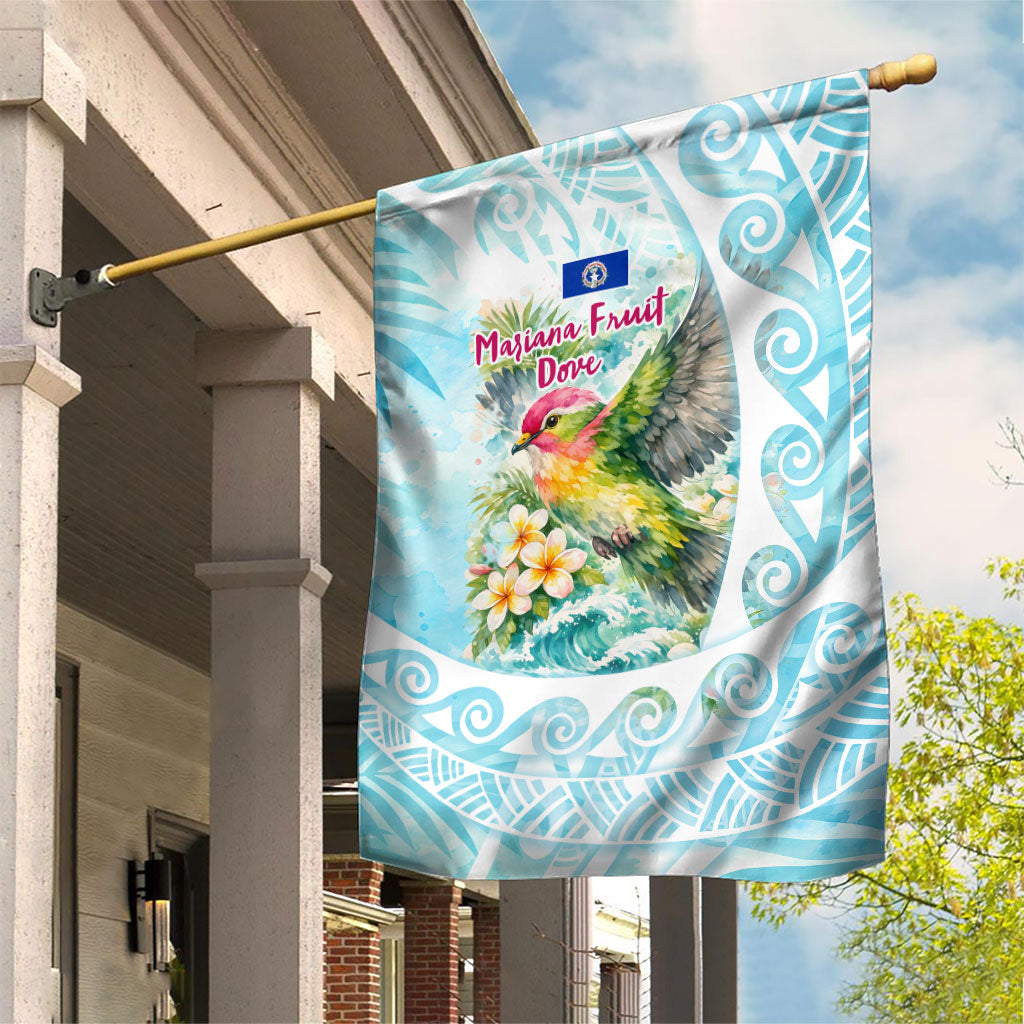 Saipan CMNI Garden Flag Polynesian Northern Mariana Islands Fruit Dove Watercolor