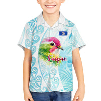 Saipan CMNI Hawaiian Shirt Polynesian Northern Mariana Islands Fruit Dove Watercolor