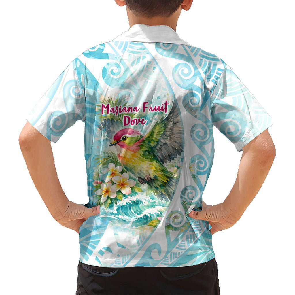 Saipan CMNI Hawaiian Shirt Polynesian Northern Mariana Islands Fruit Dove Watercolor