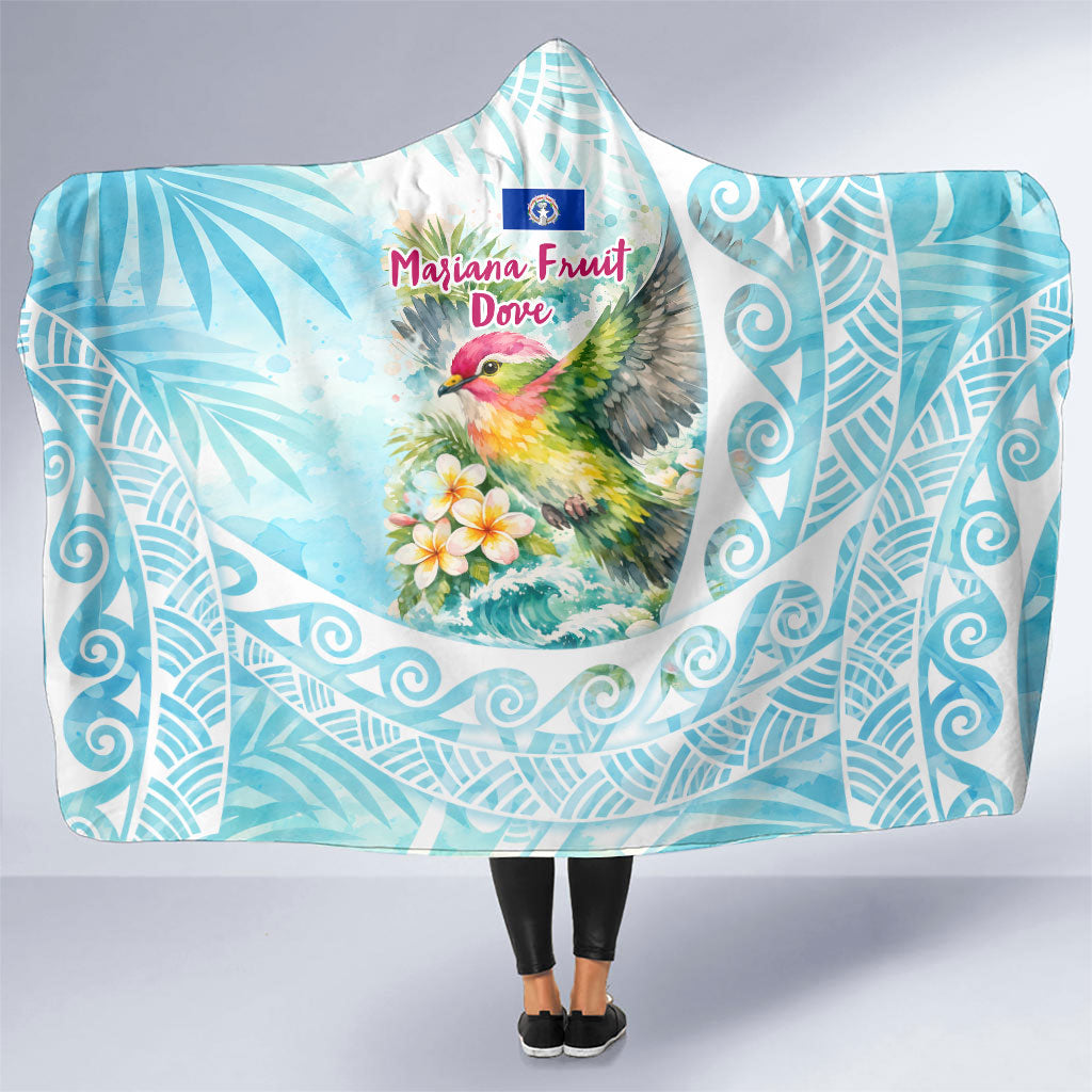 Saipan CMNI Hooded Blanket Polynesian Northern Mariana Islands Fruit Dove Watercolor
