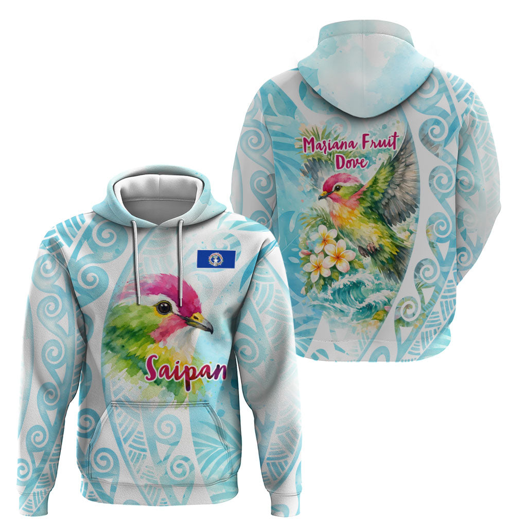 Saipan CMNI Hoodie Polynesian Northern Mariana Islands Fruit Dove Watercolor