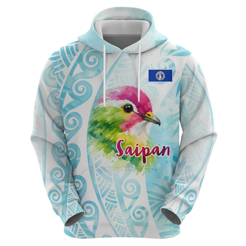 Saipan CMNI Hoodie Polynesian Northern Mariana Islands Fruit Dove Watercolor