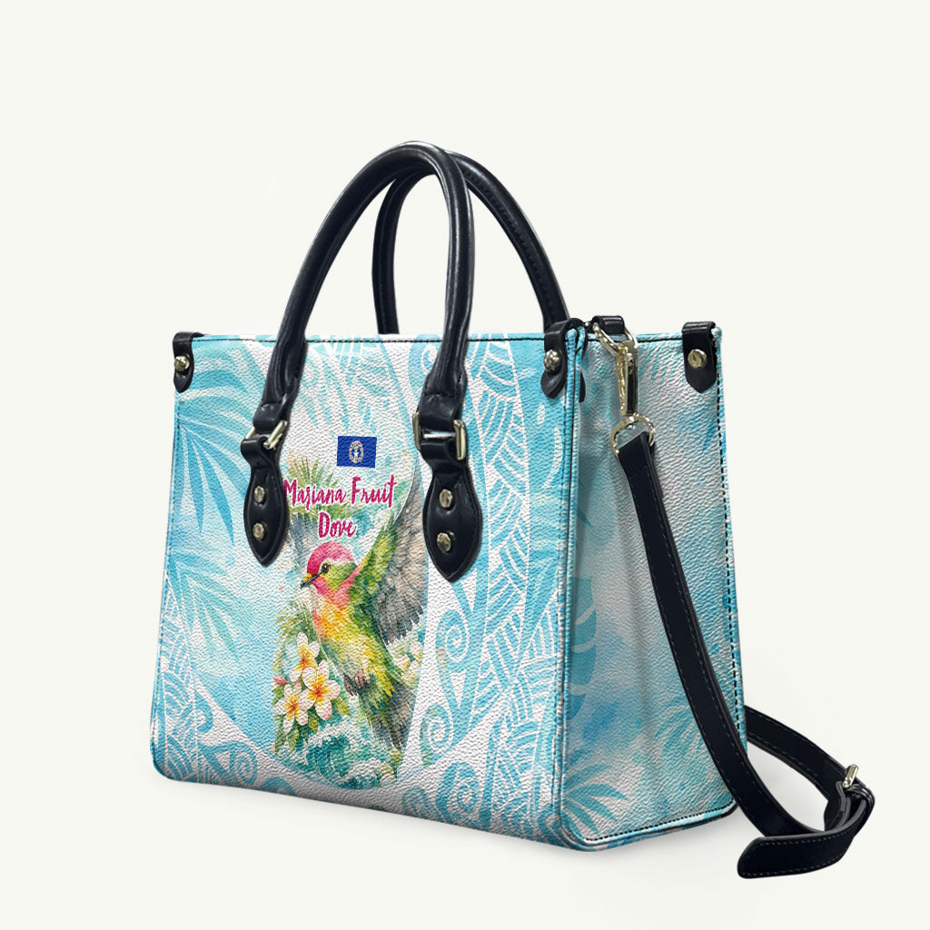Saipan CMNI Leather Bag Polynesian Northern Mariana Islands Fruit Dove Watercolor
