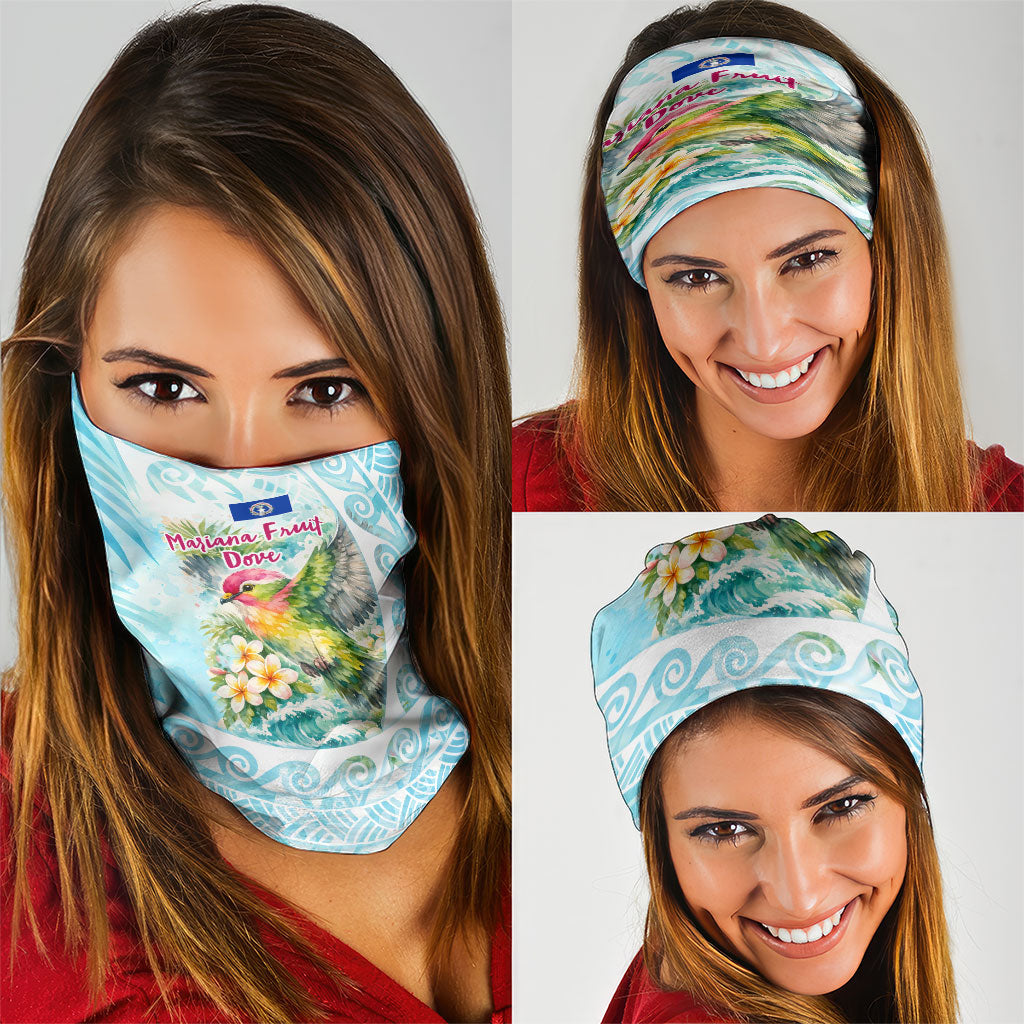 Saipan CMNI Neck Gaiter Polynesian Northern Mariana Islands Fruit Dove Watercolor