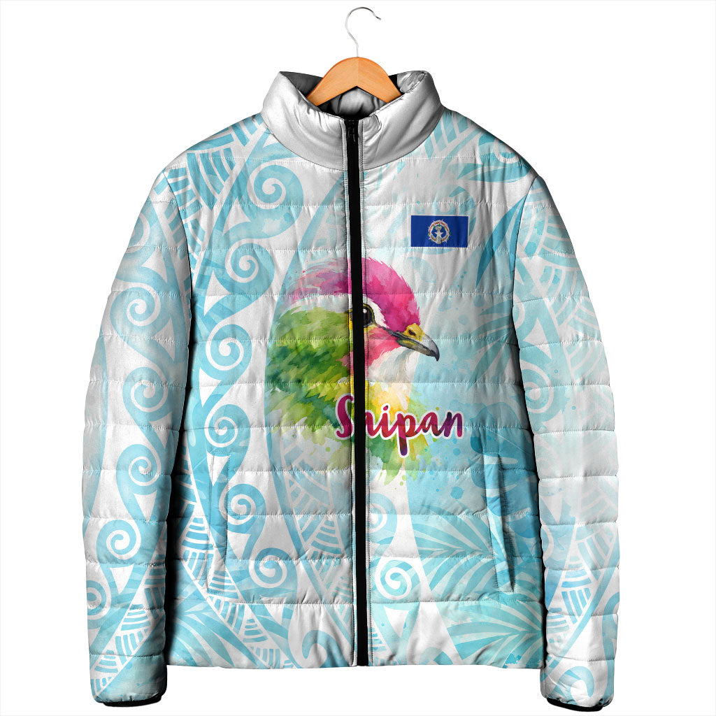 Saipan CMNI Padded Jacket Polynesian Northern Mariana Islands Fruit Dove Watercolor