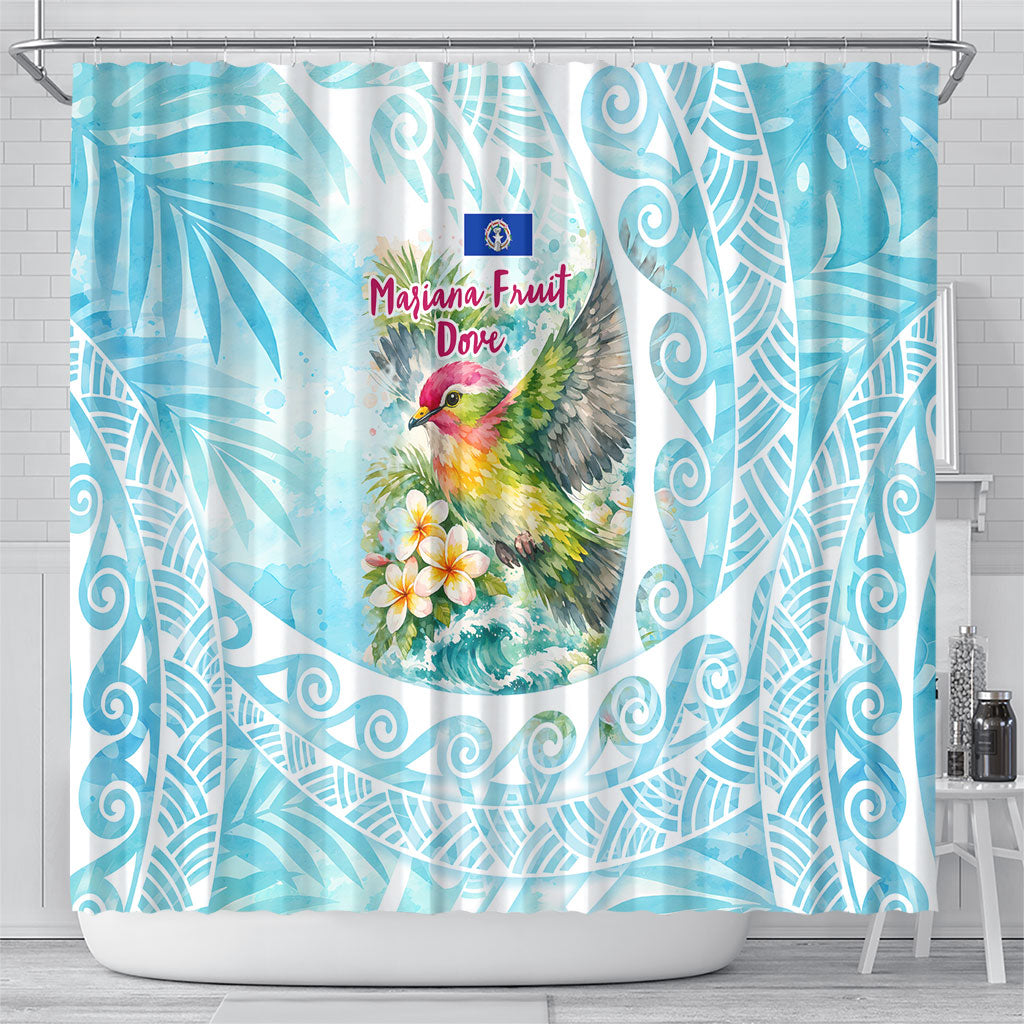 Saipan CMNI Shower Curtain Polynesian Northern Mariana Islands Fruit Dove Watercolor