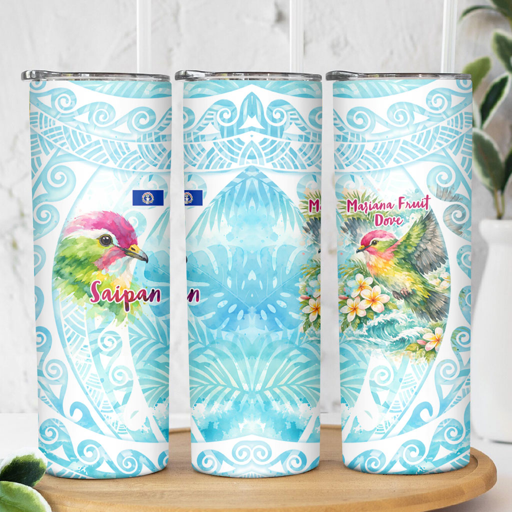 Saipan CMNI Skinny Tumbler Polynesian Northern Mariana Islands Fruit Dove Watercolor