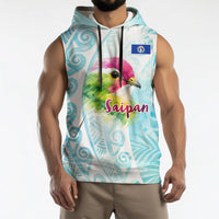 Saipan CMNI Sleeveless Hoodie Polynesian Northern Mariana Islands Fruit Dove Watercolor