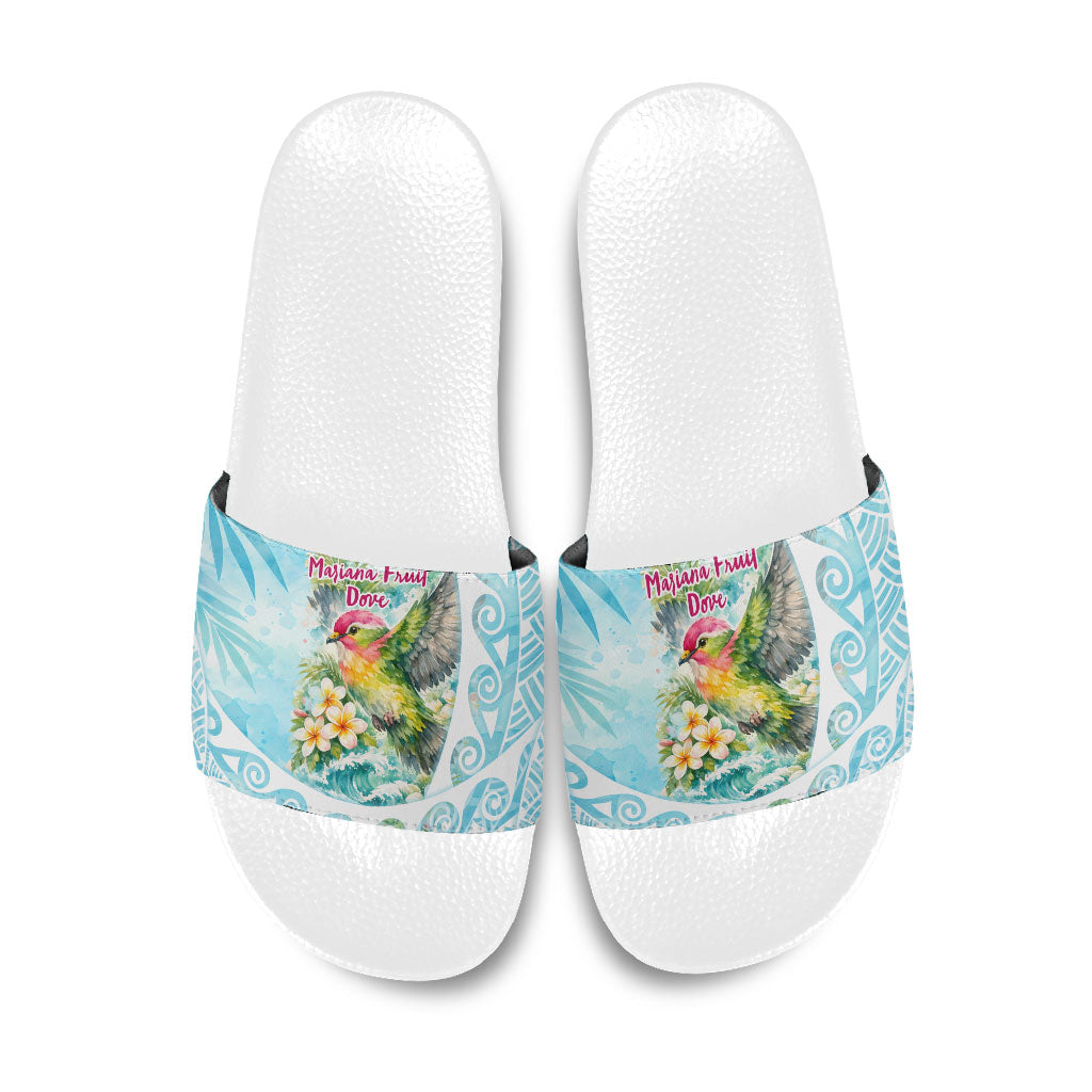 Saipan CMNI Slide Sandals Polynesian Northern Mariana Islands Fruit Dove Watercolor