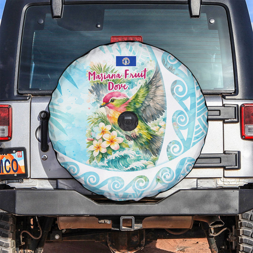 Saipan CMNI Spare Tire Cover Polynesian Northern Mariana Islands Fruit Dove Watercolor