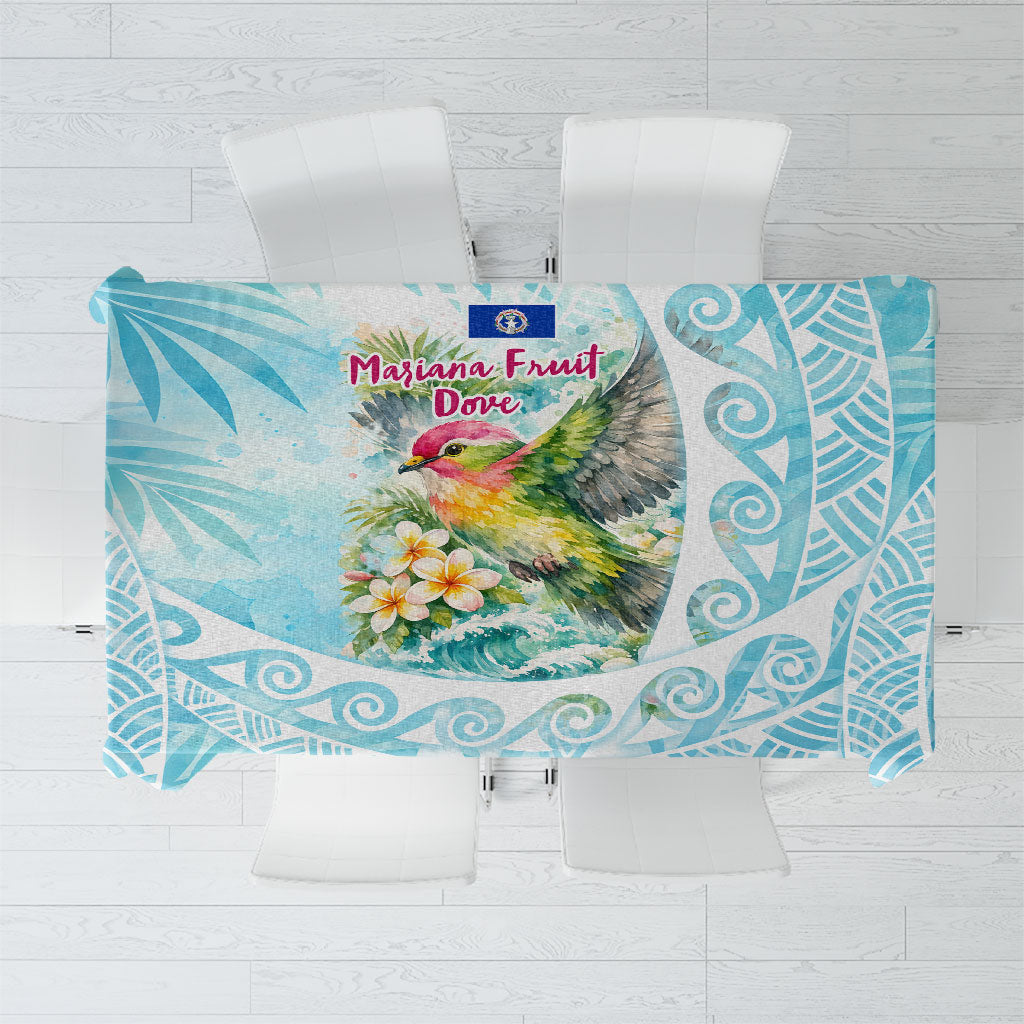 Saipan CMNI Tablecloth Polynesian Northern Mariana Islands Fruit Dove Watercolor TS04 Blue White - Polynesian Pride