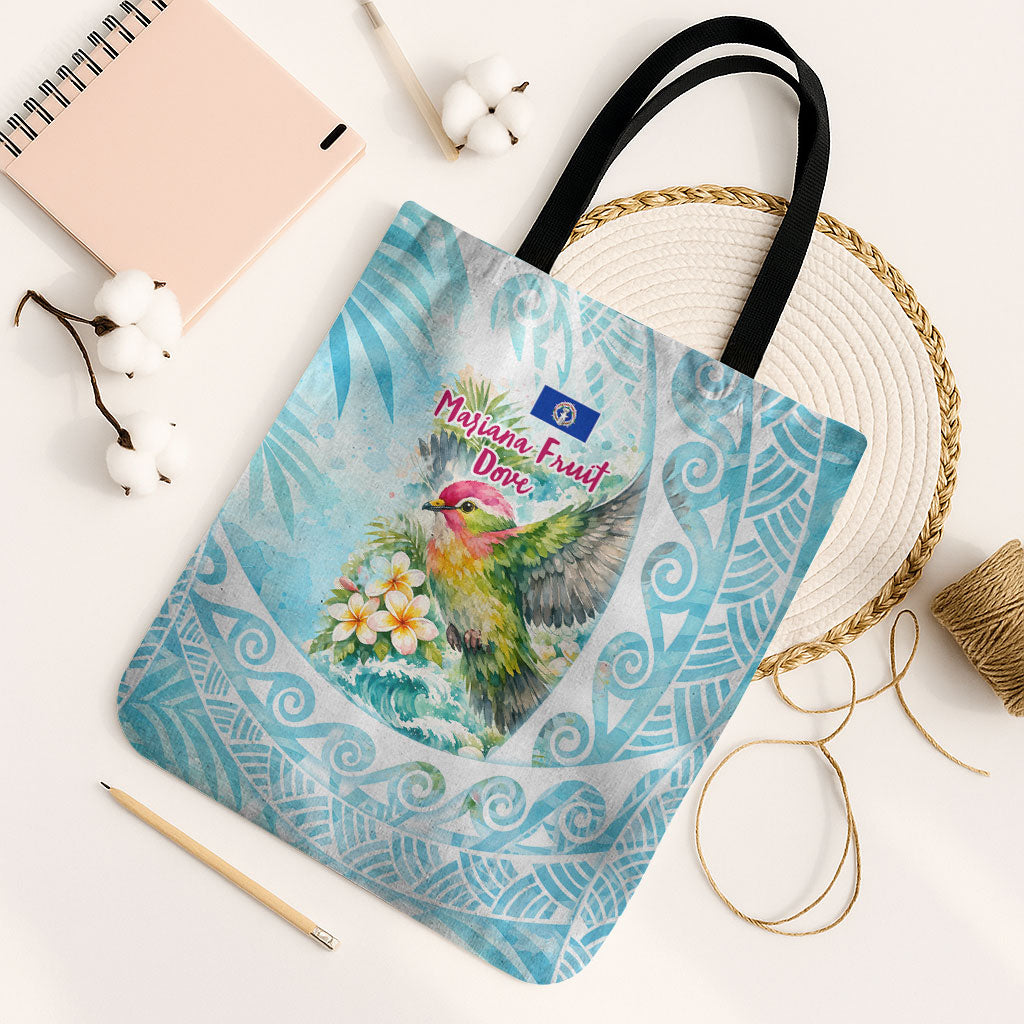 Saipan CMNI Tote Bag Polynesian Northern Mariana Islands Fruit Dove Watercolor