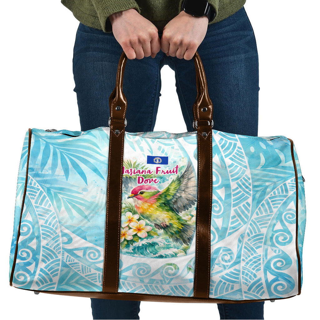 Saipan CMNI Travel Bag Polynesian Northern Mariana Islands Fruit Dove Watercolor TS04 Blue White - Polynesian Pride