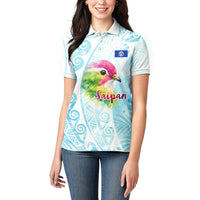 Saipan CMNI Women Polo Shirt Polynesian Northern Mariana Islands Fruit Dove Watercolor